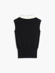 Vibemartini Contrast Trim Collar V-neck Knit Sweater Vest