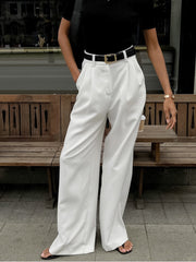 Vibemartini Solid Wide Leg Pants Without Belt