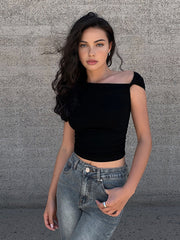 Vibemartini Asymmetrical Neck One Shoulder Off Top