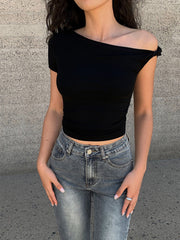 Vibemartini Asymmetrical Neck One Shoulder Off Top