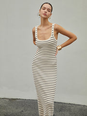 Vibemartini Old Money Aesthetics Stripe Long Knit Dress