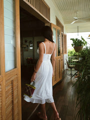 Vibemartini Ruffle Hem Cami Plain Midi Dress