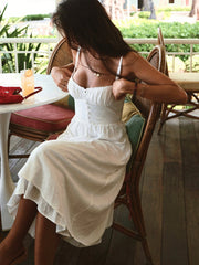 Vibemartini Ruffle Hem Cami Plain Midi Dress