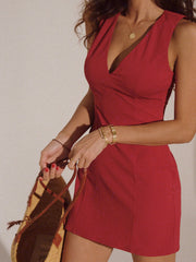 Vibemartini Snug V-Neck Sleeveless Short Dress