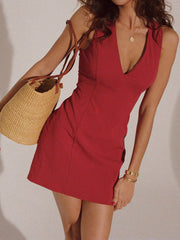 Vibemartini Snug V-Neck Sleeveless Short Dress