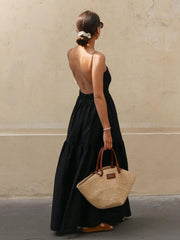 Vibemartini Solid Backless Long Dress