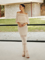Vibemartini Hollow Out Off-Shoulder Maxi Dress With A Shawl