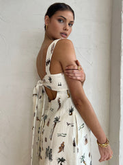 Vibemartini Tropical Print Knotted Long Dress