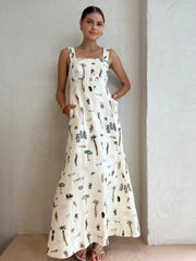 Vibemartini Tropical Print Knotted Long Dress