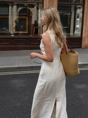Vibemartini Cotton & Linen Sleeveless Long Dress