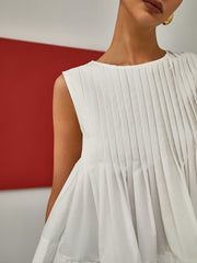 Vibemartini Pleated Peplum Sleeveless Blouse