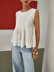 Vibemartini Pleated Peplum Sleeveless Blouse
