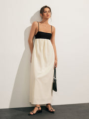 Vibemartini Open Back Contrast Pocket Long Dress