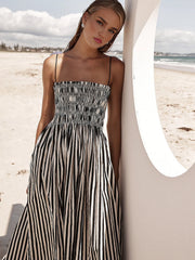 Vibemartini Sleeveless Pinstripe Long Dress