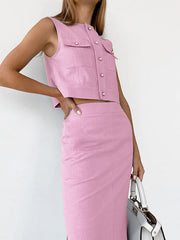 Vibemartini Split Pockets Sleeveless Skirt Set