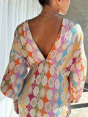 Vibemartini Jacquard Print V-Neck Dress