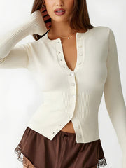 Vibemartini Crew Neck Long Sleeve Cardigan