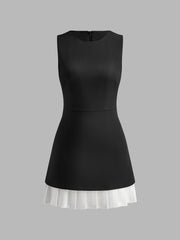 Vibemartini Two-Tone Sleeveless Pleated Short Dress