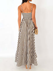 Vibemartini Striped Pleated Cami Long Dress