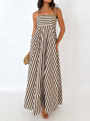 Vibemartini Striped Pleated Cami Long Dress