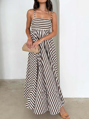 Vibemartini Striped Pleated Cami Long Dress