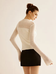 Vibemartini 3D Flower Panel Soft Knit Top