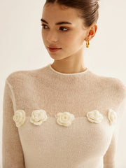 Vibemartini 3D Flower Panel Soft Knit Top