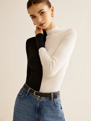 Vibemartini Wool-Blend Two Tone Skinny Knit Top