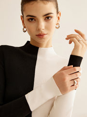 Vibemartini Wool-Blend Two Tone Skinny Knit Top