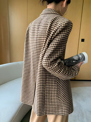 Vibemartini Houndstooth Split Blazer With Belt