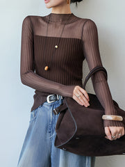 Vibemartini Sheer Panel Slim Sweater