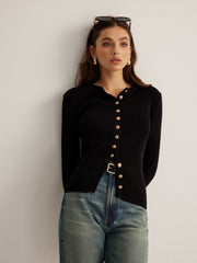 Vibemartini Button Down Skinny Knit Top