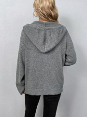 Vibemartini Button Drawstring Hooded Cardigan
