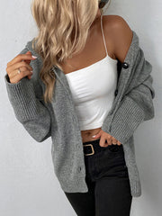 Vibemartini Button Drawstring Hooded Cardigan