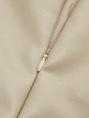 Vibemartini Faux Leather Piping Sit Midi Skirt