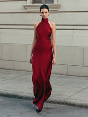 Vibemartini Open Back Satin Halter Dress