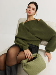 Vibemartini 2 in 1 Bat Sleeve Halter Knit Top