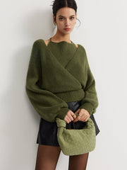 Vibemartini 2 in 1 Bat Sleeve Halter Knit Top