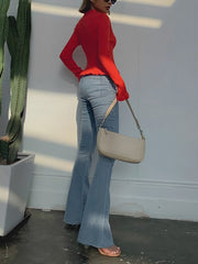 Vibemartini Ruffled Trim Button-Front Long Sleeve Cardigan