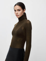 Vibemartini Wool-Blend Turtleneck Sheer Sweater