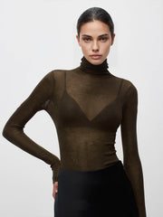 Vibemartini Wool-Blend Turtleneck Sheer Sweater