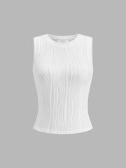 Vibemartini Solid Wavy Textured Tank Top