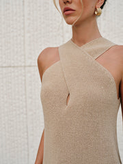 Vibemartini Halter Cross-Over Collar Tank Top