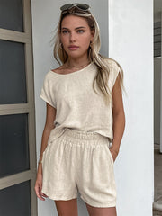 Vibemartini Cotton & Linen Pockets Shorts Set