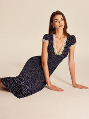 Vibemartini Polka Dot Lace-Trim Dress