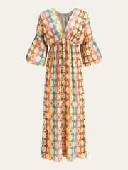 Vibemartini Jacquard Print V-Neck Dress