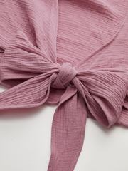 Vibemartini Tie-Front Long Sleeve Cropped Blouse
