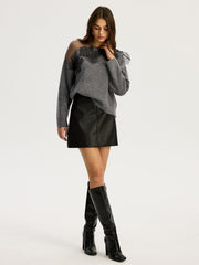 Vibemartini Floral lace Sweater Semi Sheer Round Neck Sweater