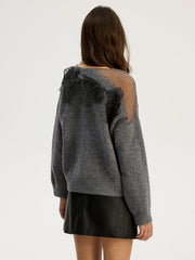 Vibemartini Floral lace Sweater Semi Sheer Round Neck Sweater