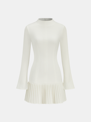 Vibemartini Pleated Hem Mock Neck Mini Dress